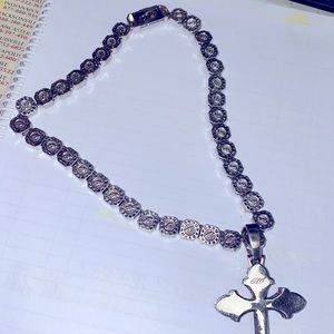 GLD Bagget 16” Necklace with GLD Cross Pendant